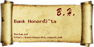Bank Honoráta névjegykártya